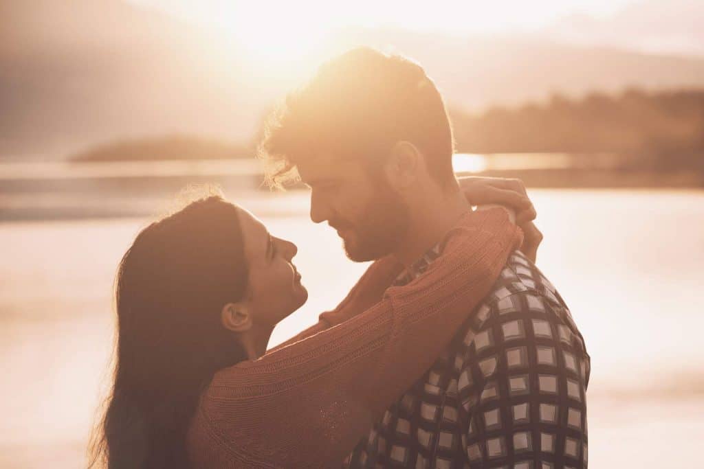 Couple kissing and them both enjoying it