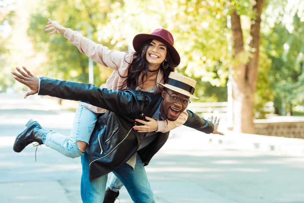 Happy couple making a rebound relationship work